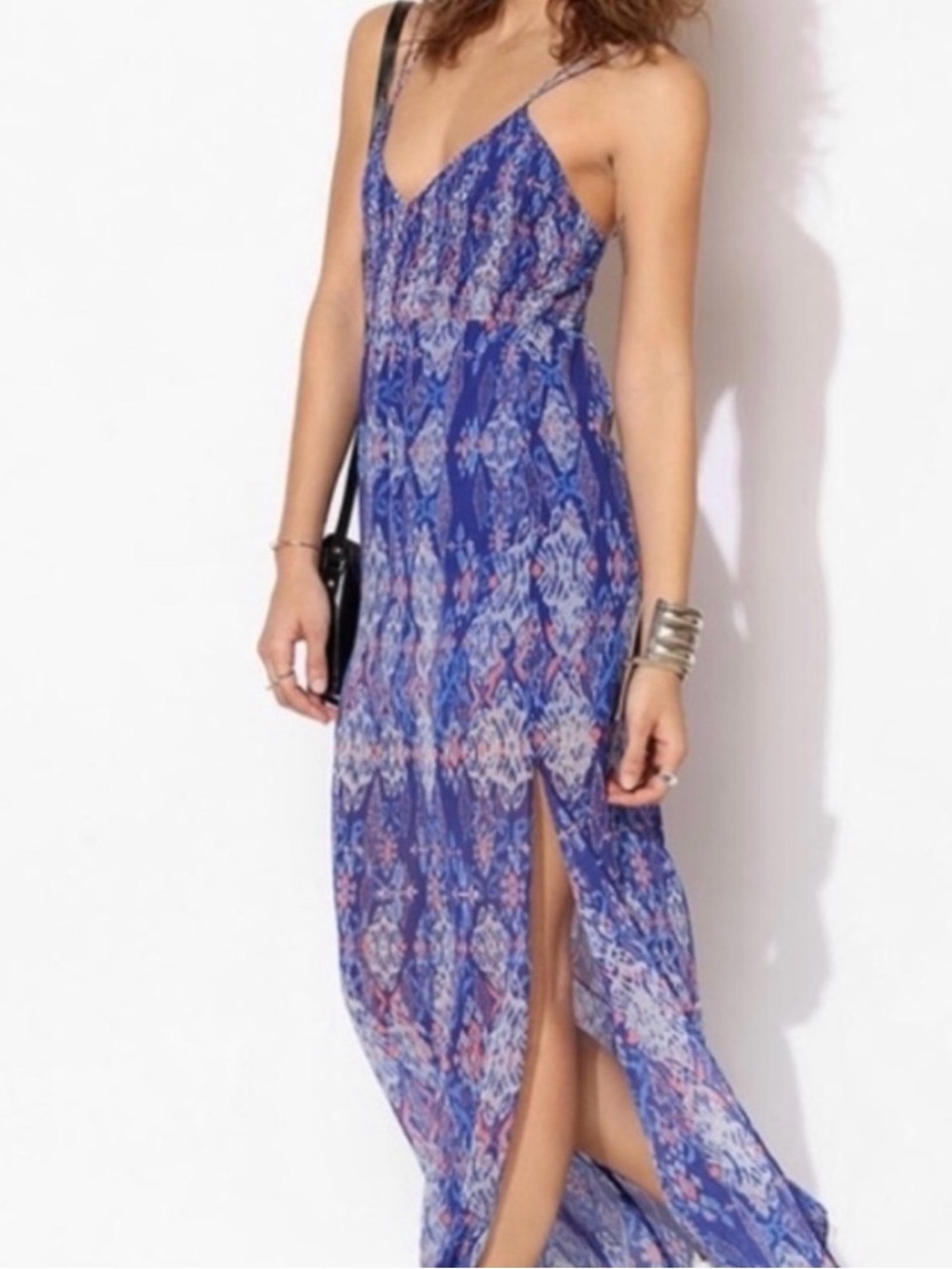 Dolce Vita Blue Printed Spaghetti-Strap Maxi Dress